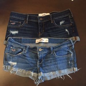 2 pair of Hollister Jean Shorts. Size 7. Waist 28